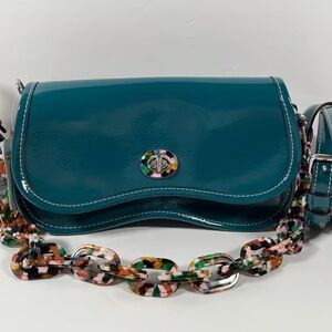 Coach Teal Shoulder Bag with Colorful Chain